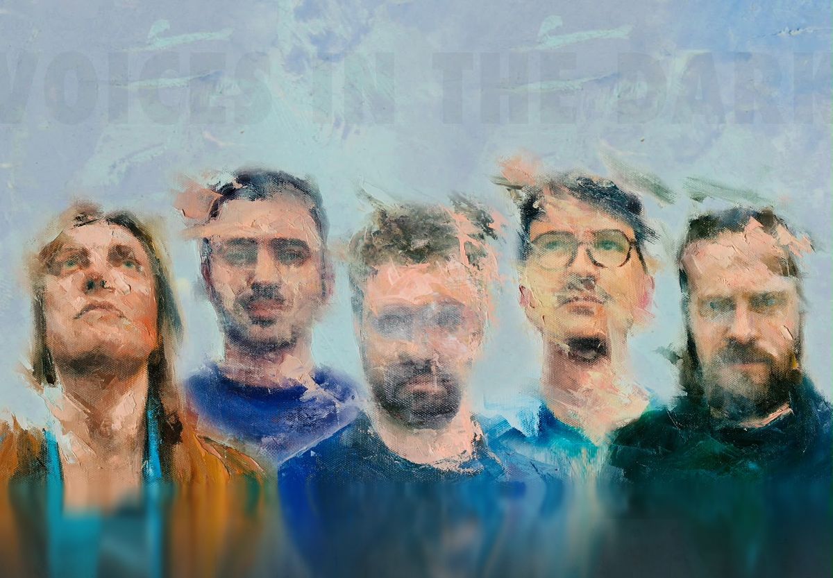 Geschilderd portret van de vijf bandleden van MOLOKAI